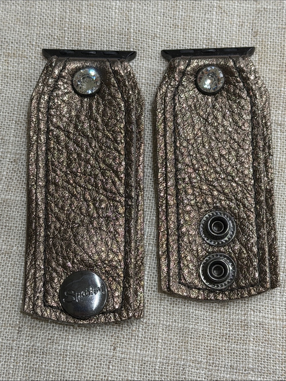 Metallic Pewter/Bronze Apple Leather Watch band